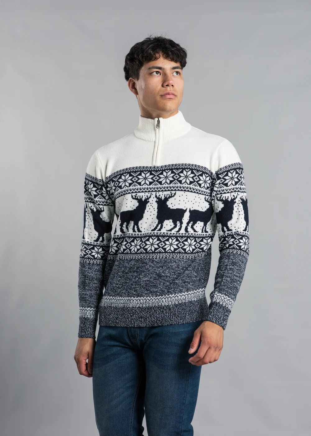 Tokyo Laundry Ecru Festive Jacquard Twist Knit 1/4 Zip Jumper - S Image 5
