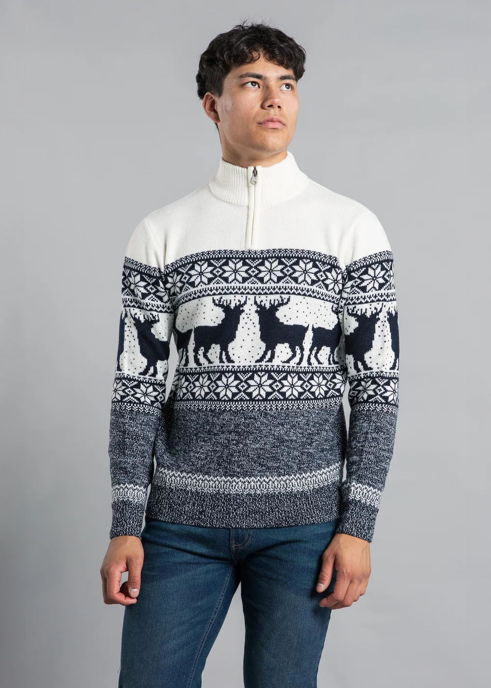 Tokyo Laundry Ecru Festive Jacquard Twist Knit 1/4 Zip Jumper - S Image 1