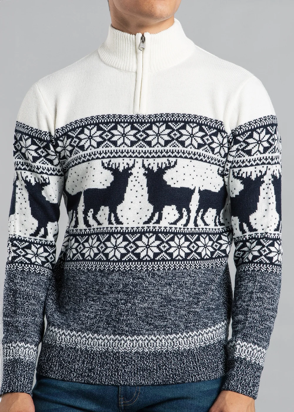Tokyo Laundry Ecru Festive Jacquard Twist Knit 1/4 Zip Jumper - S Image 3