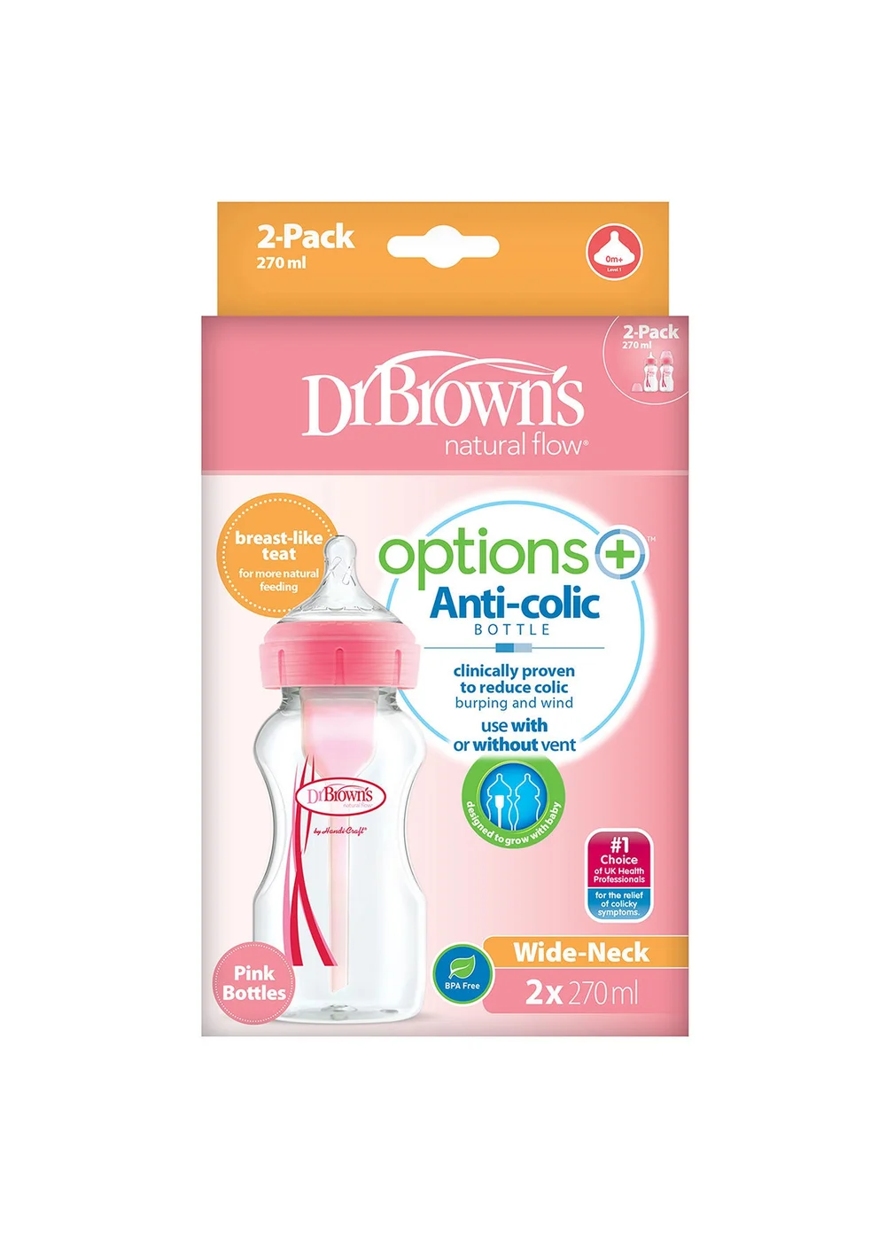 Dr Brown Pink Bottle FC 2 pcs (270 ML) - One Size Image 2