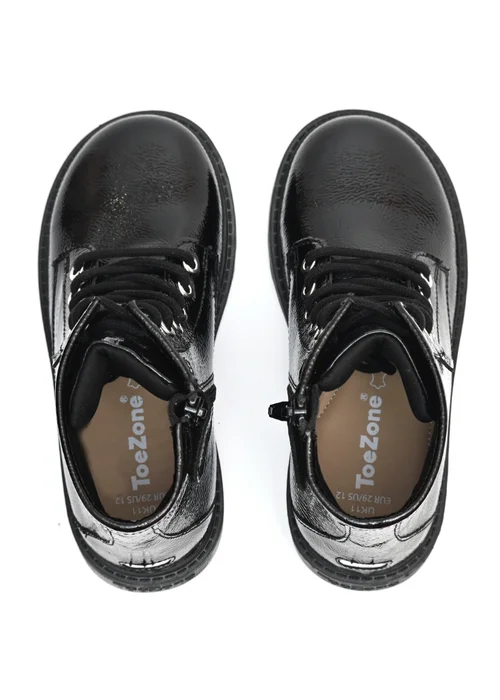ToeZone Girls Black Abby Patent Leather Ankle Boot (Younger 8 - Older 3) - 8 infants Image 4