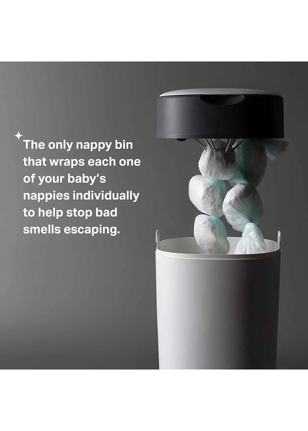 Tommee Tippee Twist & Click Nappy Bin White with x6 Cassettes - One Size Image 3