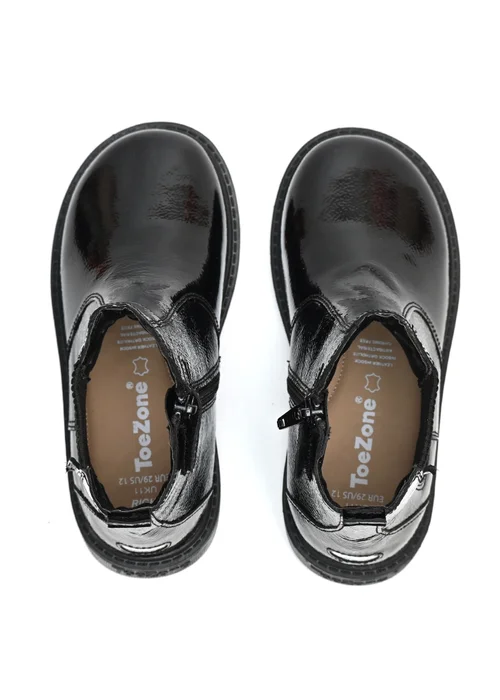 ToeZone Girls Black Amara Patent Leather Ankle Boot (Younger 8 - Older 3) - 13 Infants Image 4