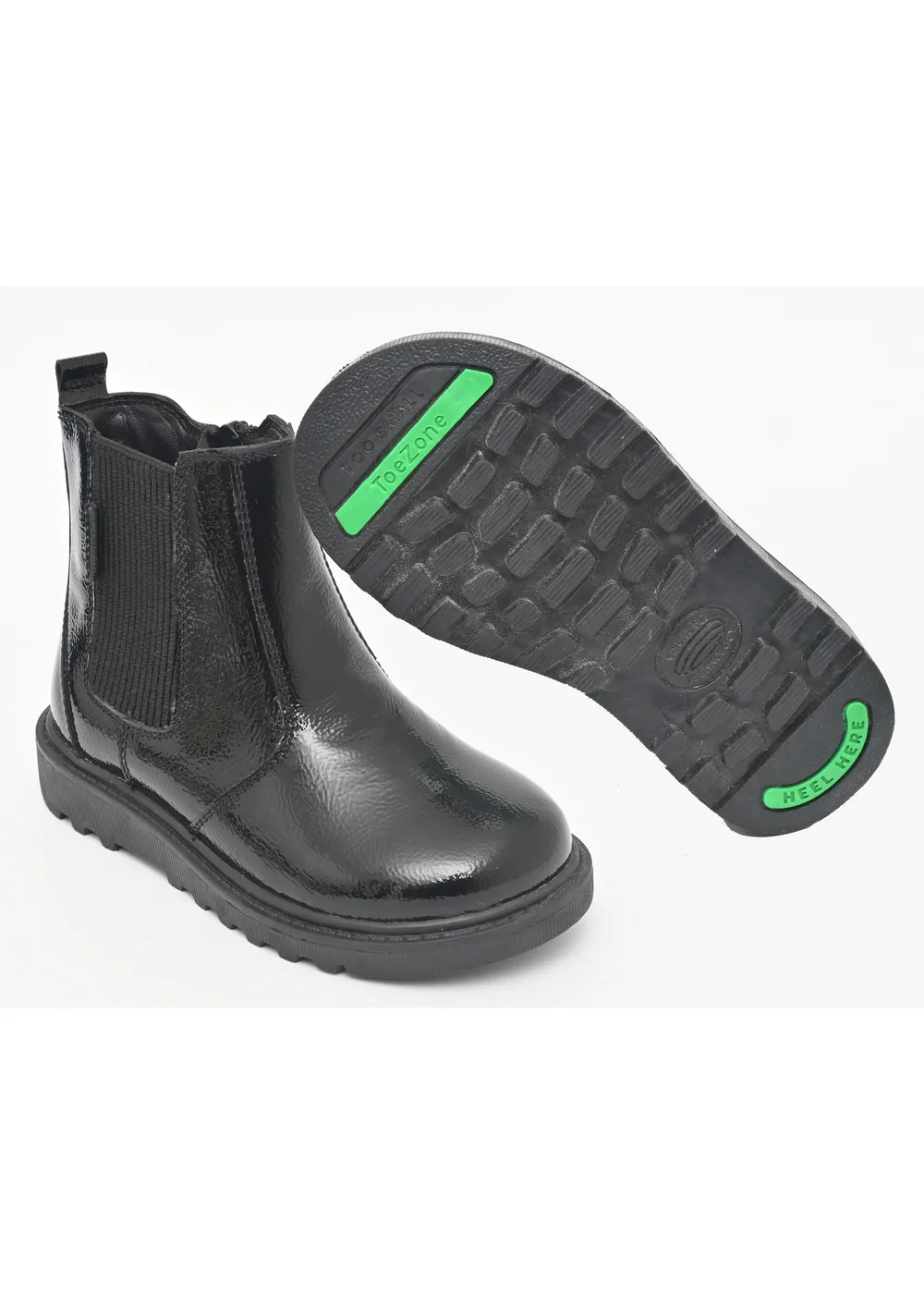 ToeZone Girls Black Amara Patent Leather Ankle Boot (Younger 8 - Older 3) - 13 Infants Image 1