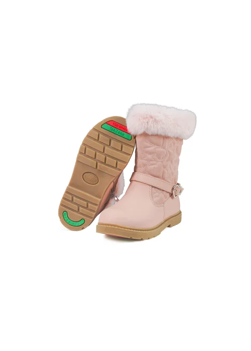 ToeZone Girls Pink Jo Fur Boot (Younger 8 - Younger 13) - 8 infants Image 1