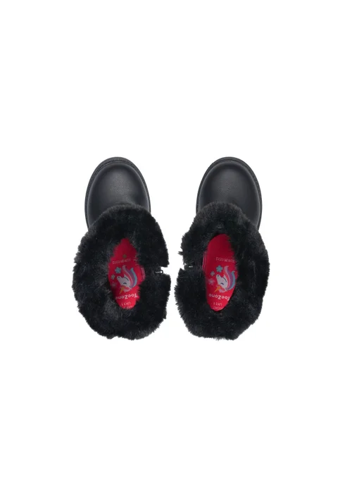 ToeZone Girls Black Lumi Fur Boot (Younger 8 - Younger 13) - 8 infants Image 3