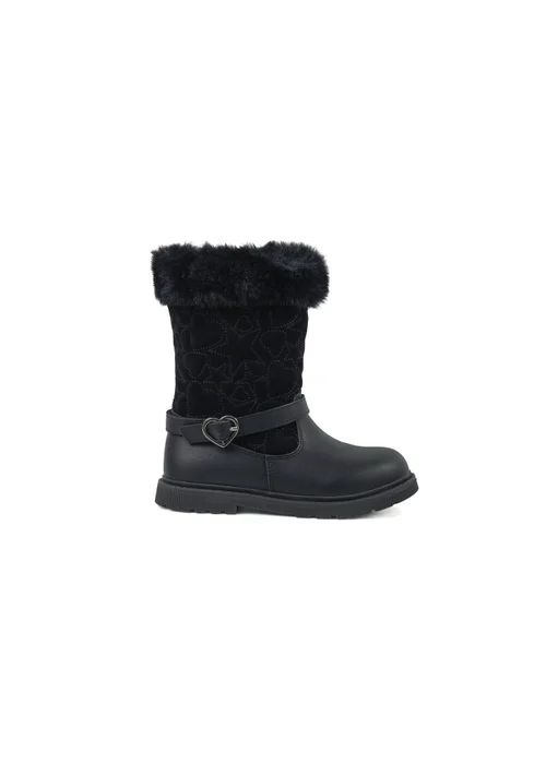 ToeZone Girls Black Lumi Fur Boot (Younger 8 - Younger 13) - 8 infants Image 2