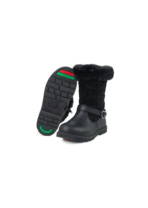 ToeZone Girls Black Lumi Fur Boot (Younger 8 - Younger 13) - 8 infants Image 1