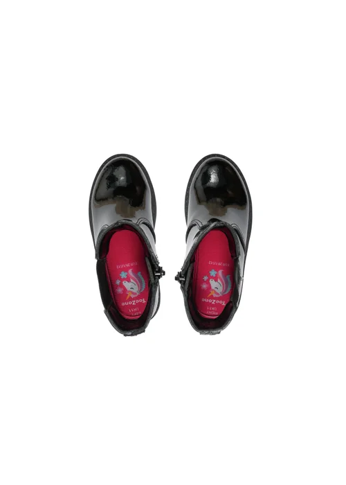 ToeZone Girls Black Cara Zip Ankle Boot (Younger 8 - Older 2) - 12 Infants Image 4