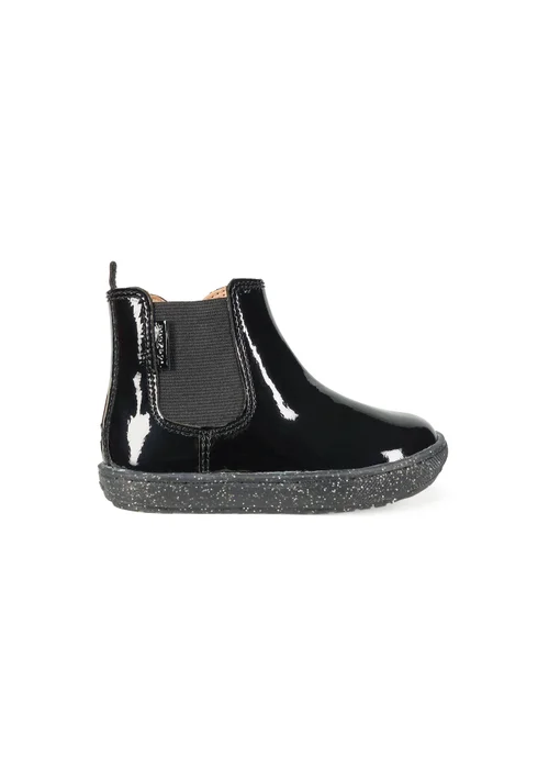ToeZone Girls Black Harlow Patent Gusset Boot (Younger 4 - Younger 10) - 6 Intants Image 2