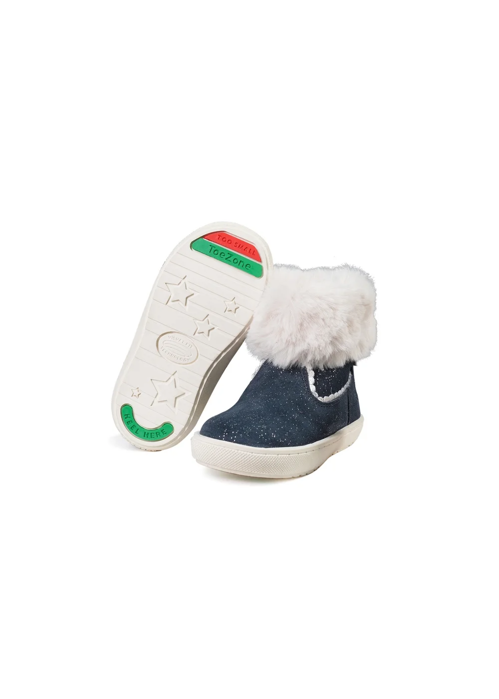 ToeZone Girls Navy Freya Shimmer Fur Boot (Younger 4 - Younger 10) - 4.5 Infants Image 1