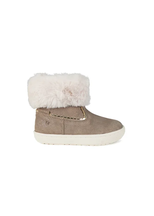 ToeZone Girls Brown Faith Suede Fur Boot (Younger 4 - Younger 10) - 8.5 Infants Image 2