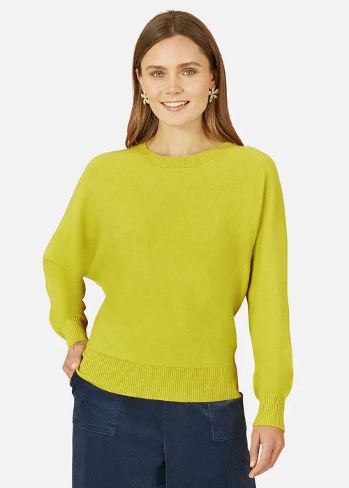 Yumi Lime Knitted Batwing Jumper - S Image 2