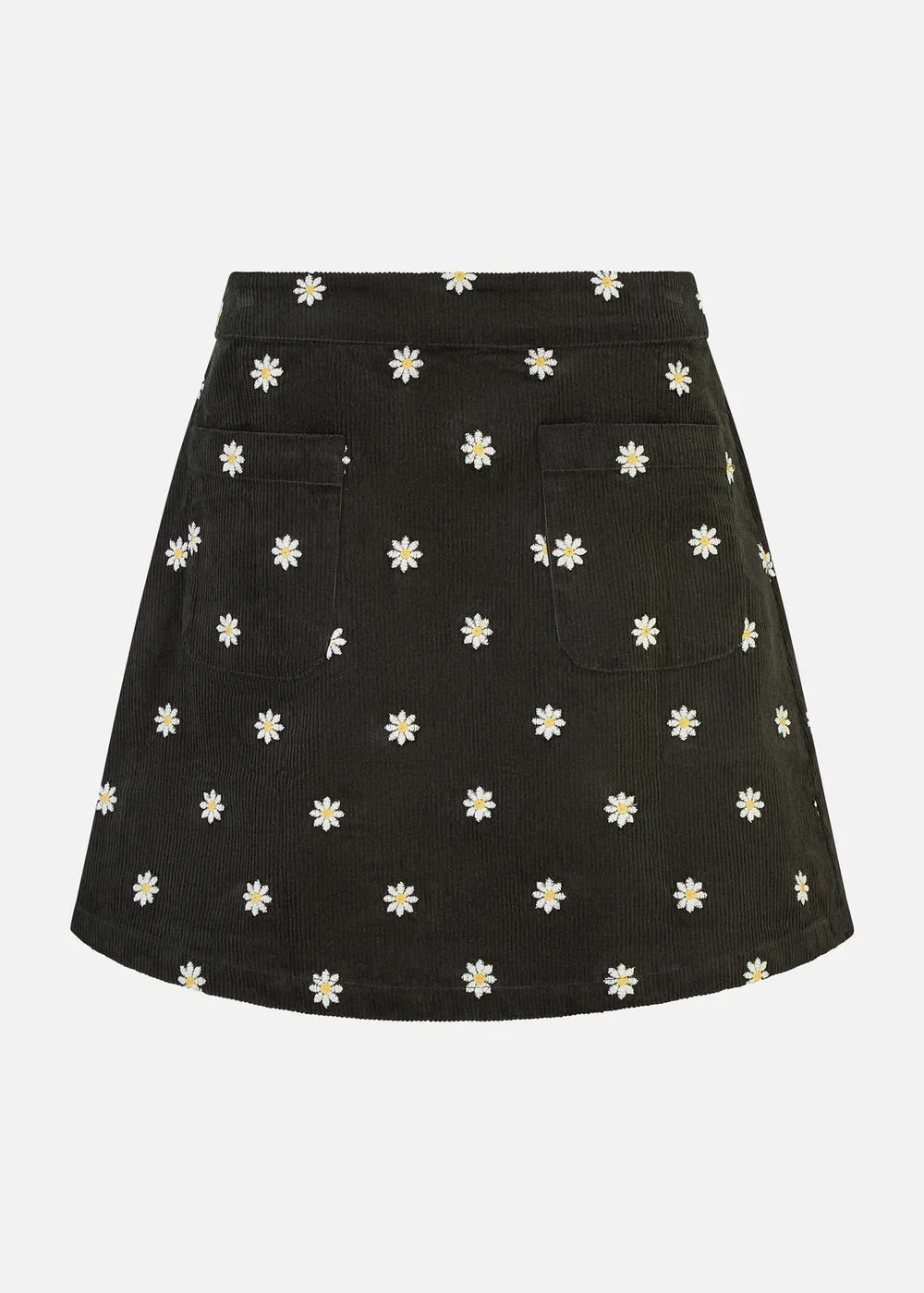 Yumi Black Corduroy Embroidered Daisy Mini Skirt - 8 Image 3