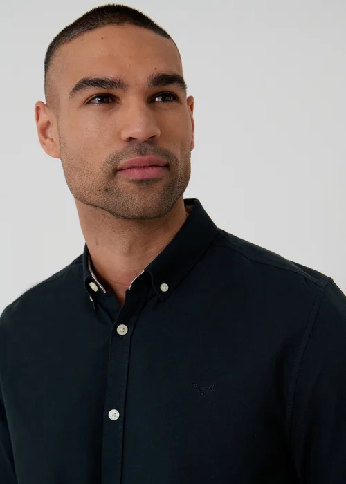 Threadbare Black Oxford Cotton Long Sleeve Shirt - M Image 4