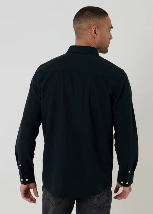Threadbare Black Oxford Cotton Long Sleeve Shirt - M Image 2