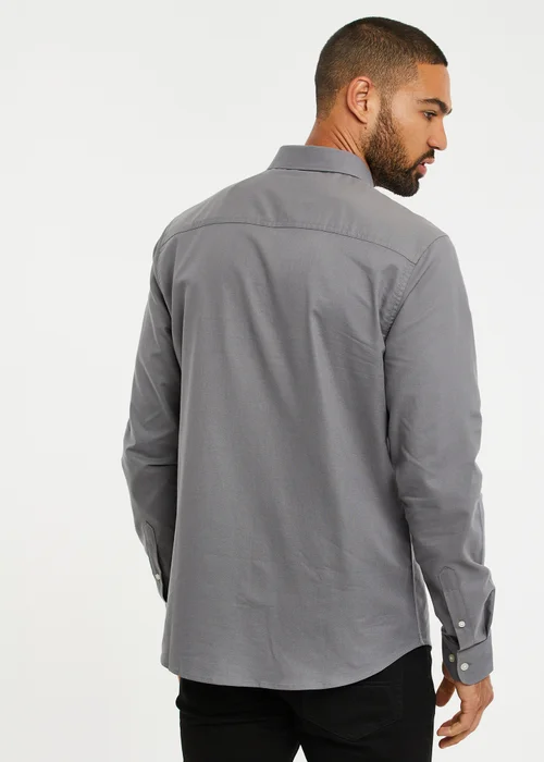 Threadbare Grey Oxford Cotton Long Sleeve Shirt - S Image 2