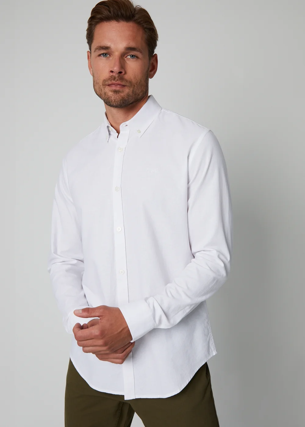 Threadbare White Oxford Cotton Long Sleeve Shirt - 2XL Image 5