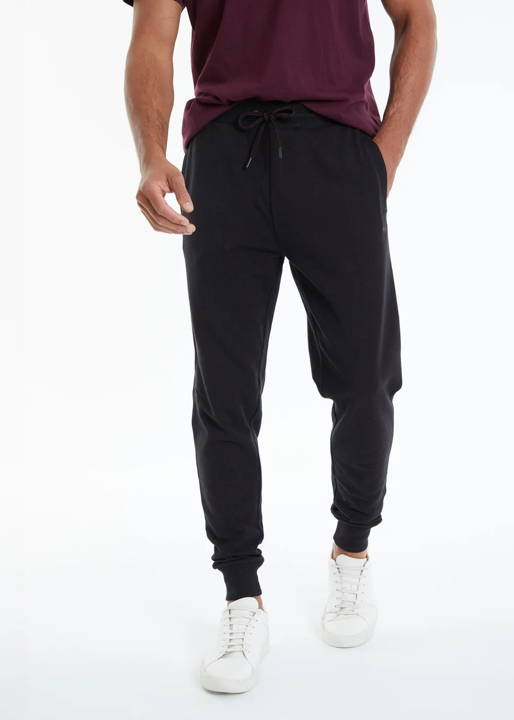 Threadbare Black Cotton Blend Regular Fit Joggers - L Image 1