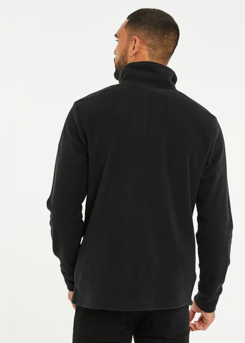 Threadbare Black Quarter Zip Quilted Fleece Jumper - S Image 2