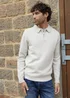 Threadbare Natural Long Sleeve Quarter Zip Polo Jumper - Small Image 1