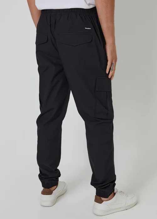Threadbare Black Slim Fit Cotton Cuffed Cargo Trousers - 2XL Image 2