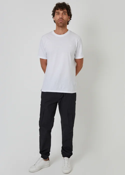 Threadbare Black Slim Fit Cotton Cuffed Cargo Trousers - 2XL Image 3