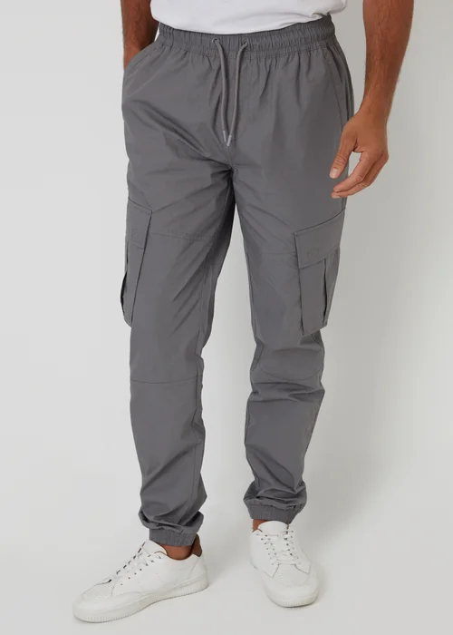 Threadbare Grey Slim Fit Cotton Cuffed Cargo Trousers - XL Image 1