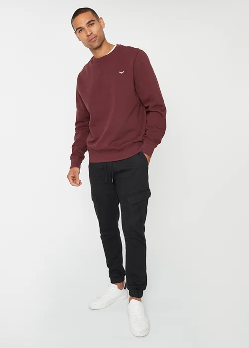 Threadbare Black Cotton Blend Cuffed Cargo Pocket Trousers - M Image 3