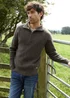 Threadbare Brown Quarter Zip Knitted Jumper - Medium Image 1