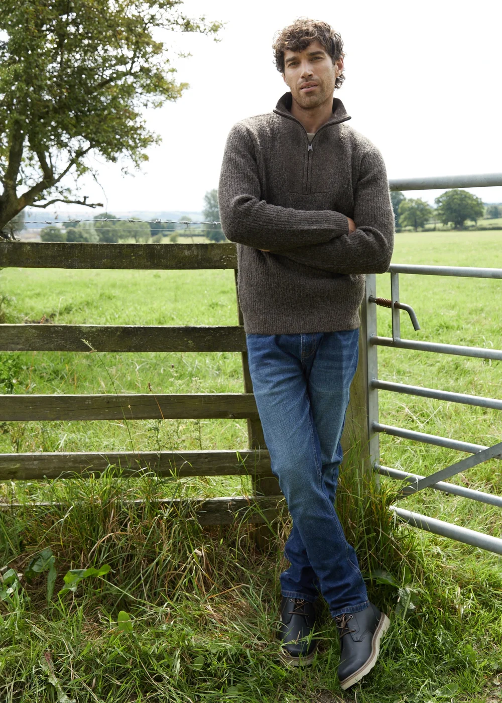 Threadbare Brown Quarter Zip Knitted Jumper - Medium Image 4