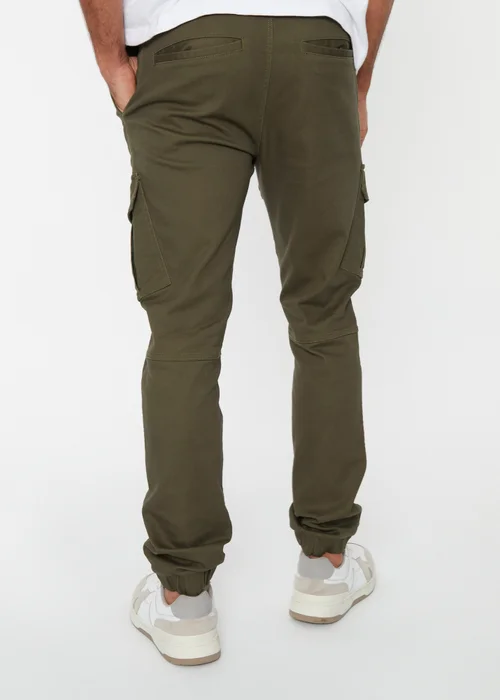 Threadbare Khaki Cotton Blend Cuffed Cargo Pocket Trousers - S Image 2