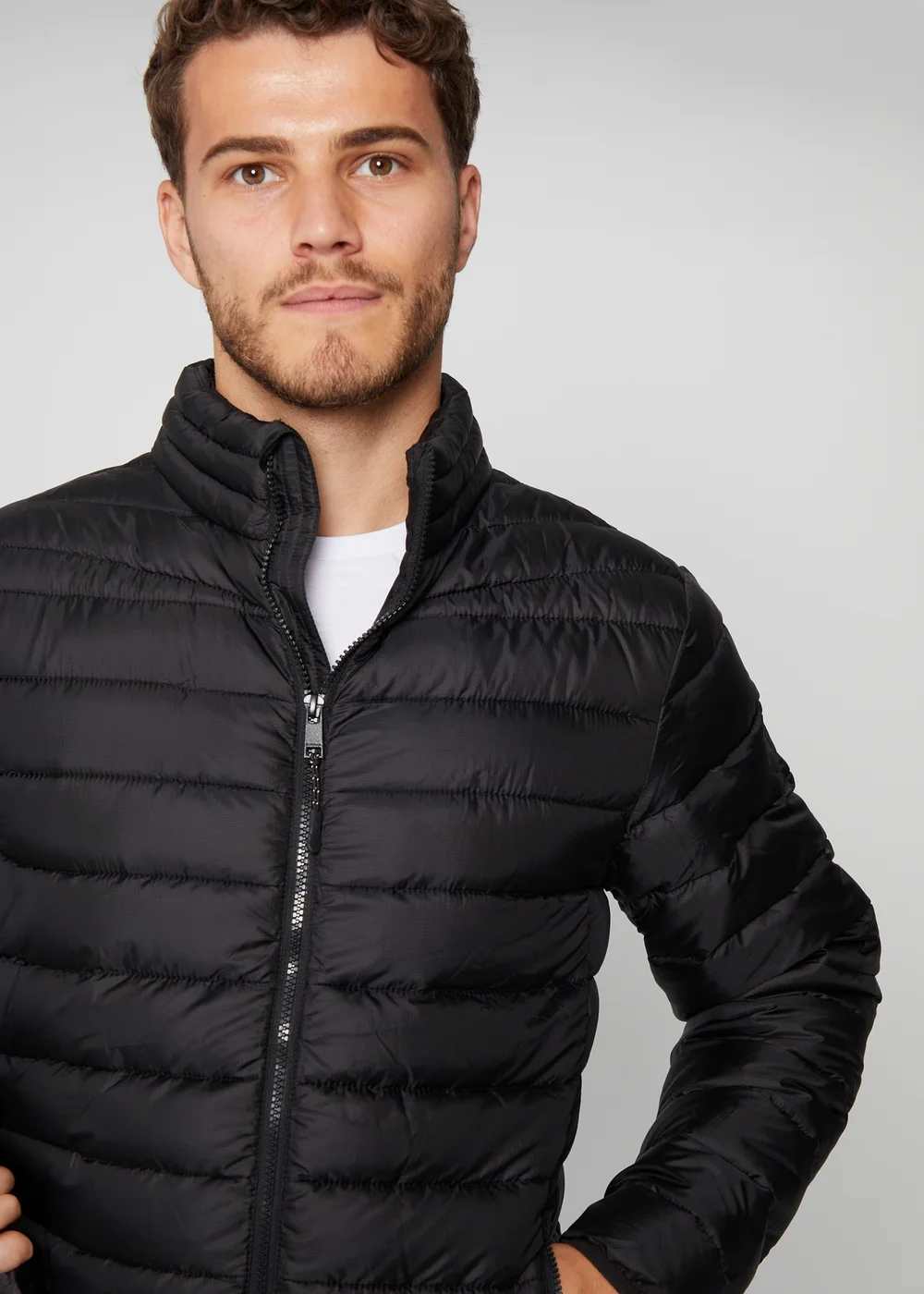 Threadbare Black Matte Finish Padded Funnel Neck Jacket - XL Image 3