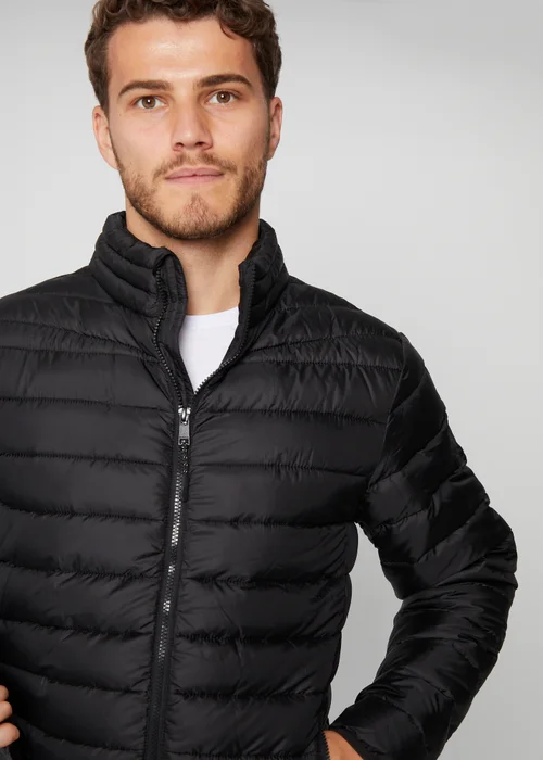 Threadbare Black Matte Finish Padded Funnel Neck Jacket - XL Image 3
