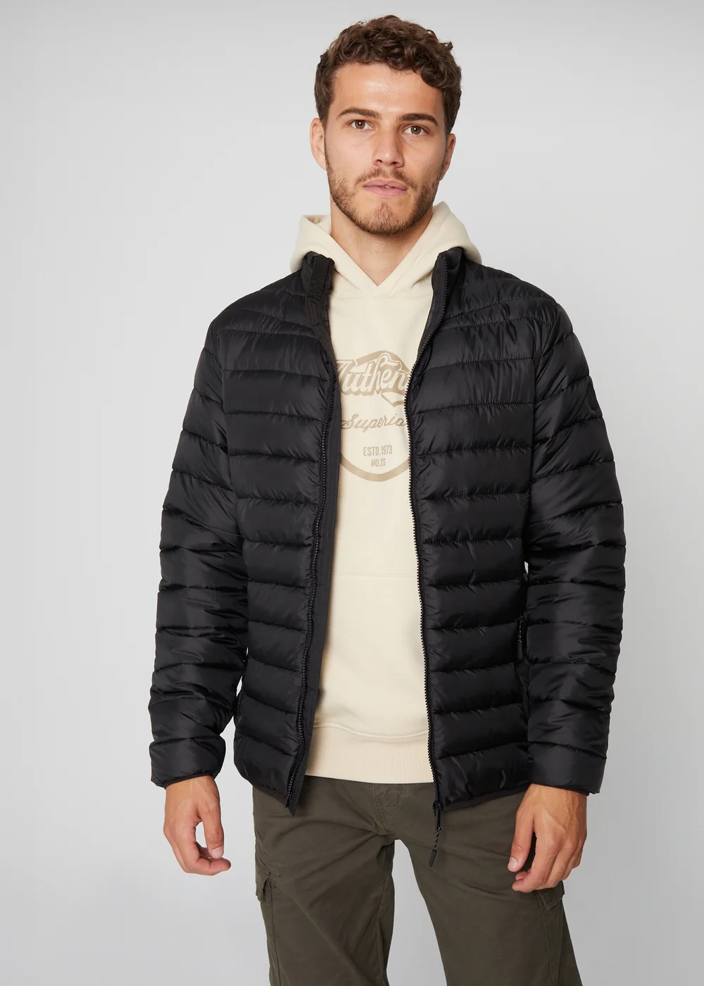 Threadbare Black Matte Finish Padded Funnel Neck Jacket - XL Image 1