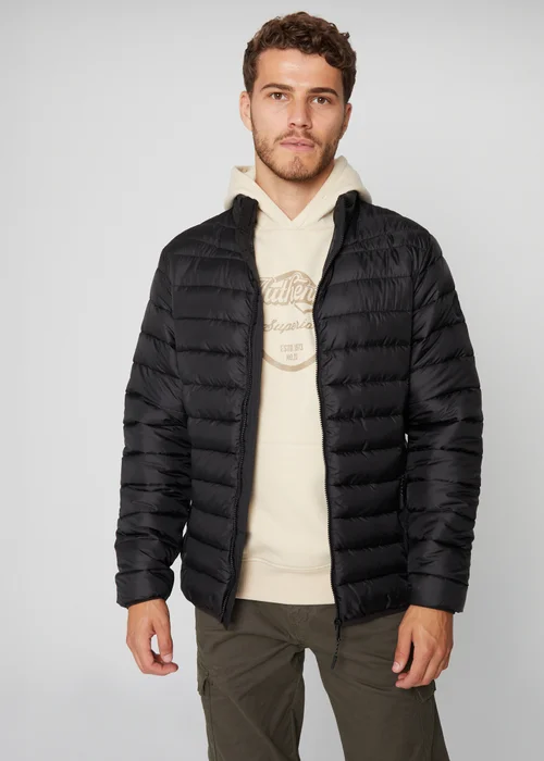 Threadbare Black Matte Finish Padded Funnel Neck Jacket - XL Image 1