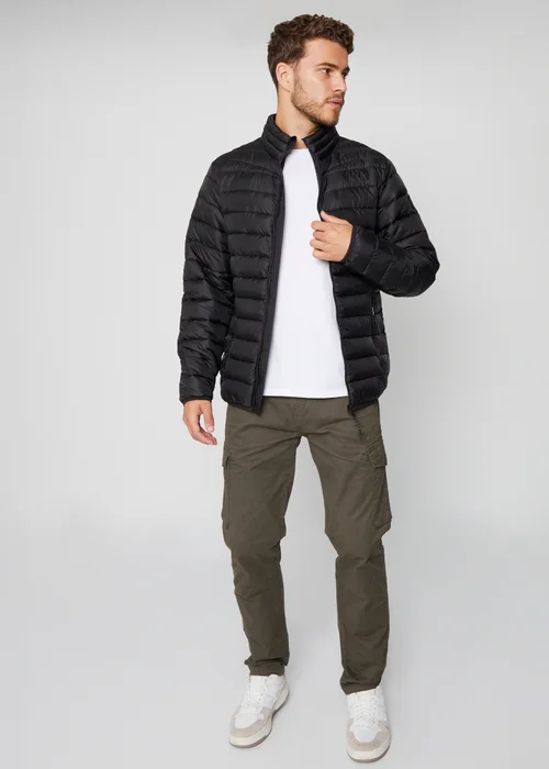 Threadbare Black Matte Finish Padded Funnel Neck Jacket - XL Image 4