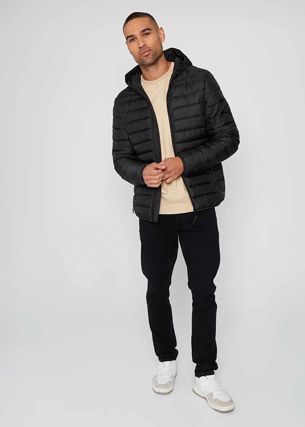 Threadbare Black Matte Finish Padded Hooded Jacket - XL Image 4