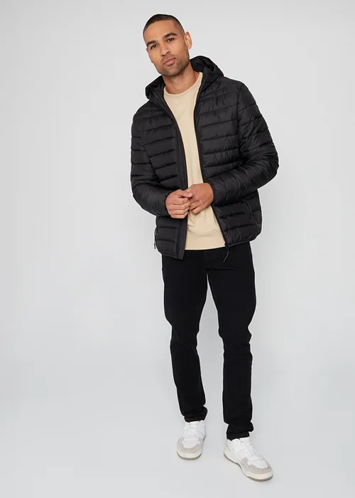 Threadbare Black Matte Finish Padded Hooded Jacket - XL Image 4