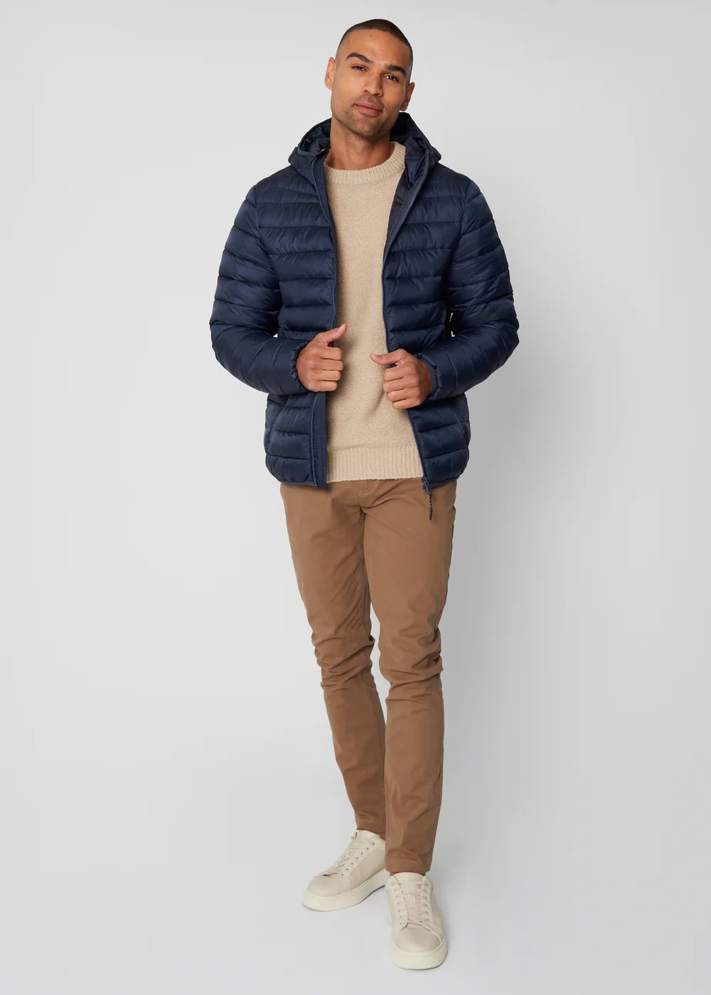 Threadbare Navy Matte Finish Padded Hooded Jacket - XL Image 4