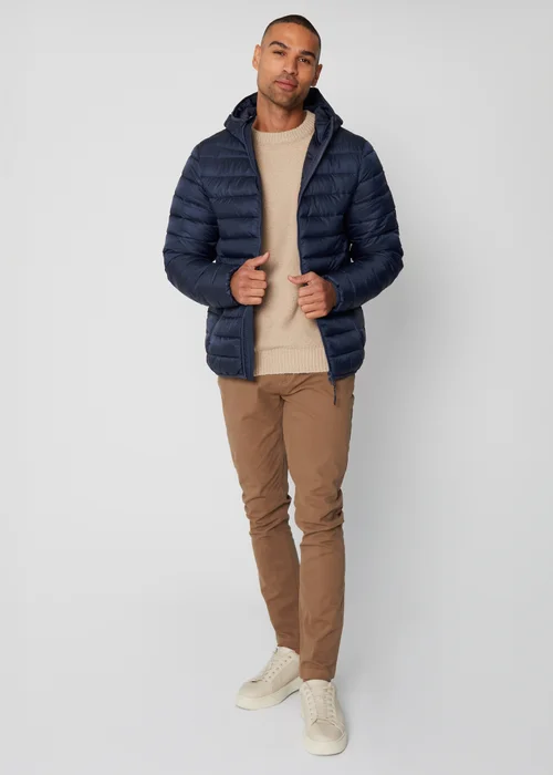 Threadbare Navy Matte Finish Padded Hooded Jacket - XL Image 4