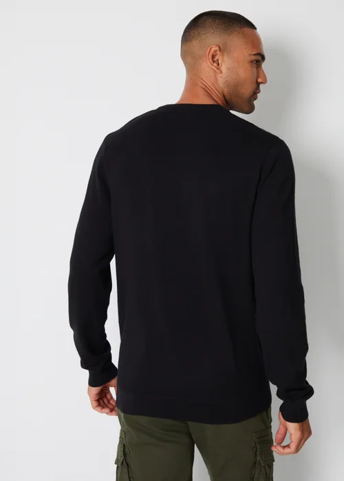 Threadbare Black Crew Neck Knitted Jumper - S Image 2