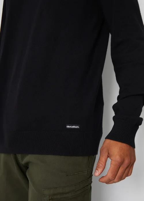 Threadbare Black Crew Neck Knitted Jumper - S Image 3