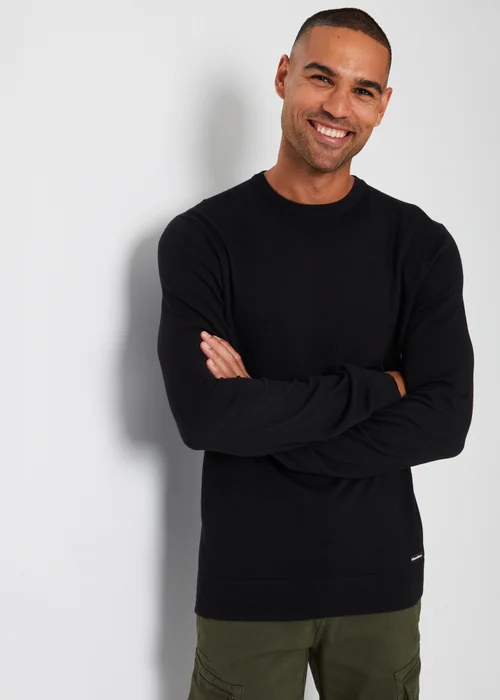 Threadbare Black Crew Neck Knitted Jumper - S Image 1