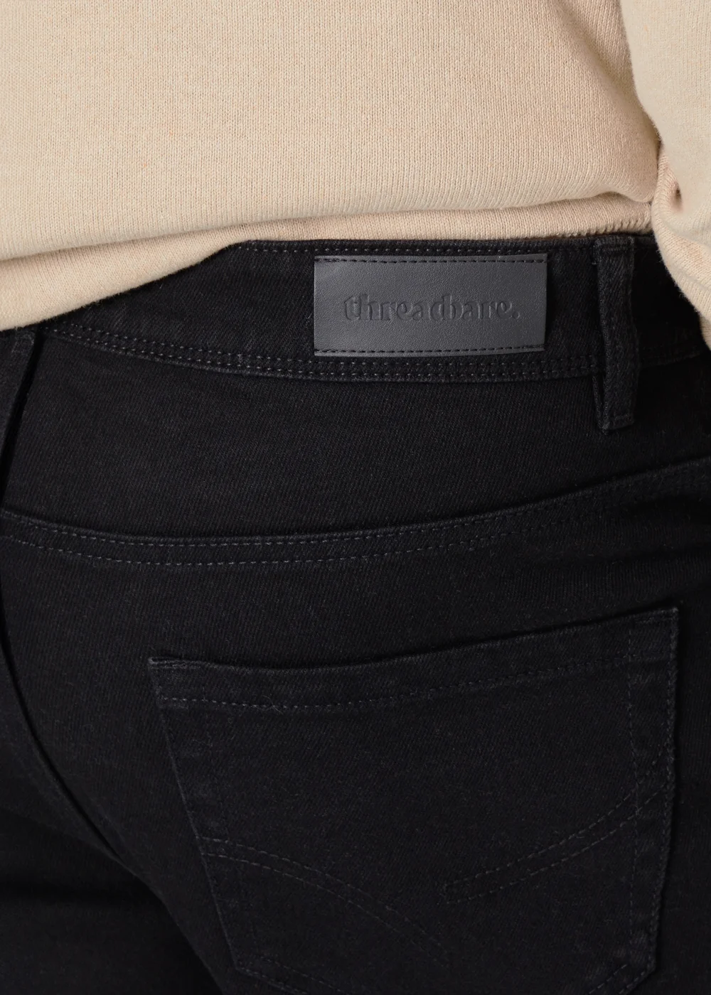 Threadbare Black Straight Fit Jeans With Stretch - 34/L32 Image 3