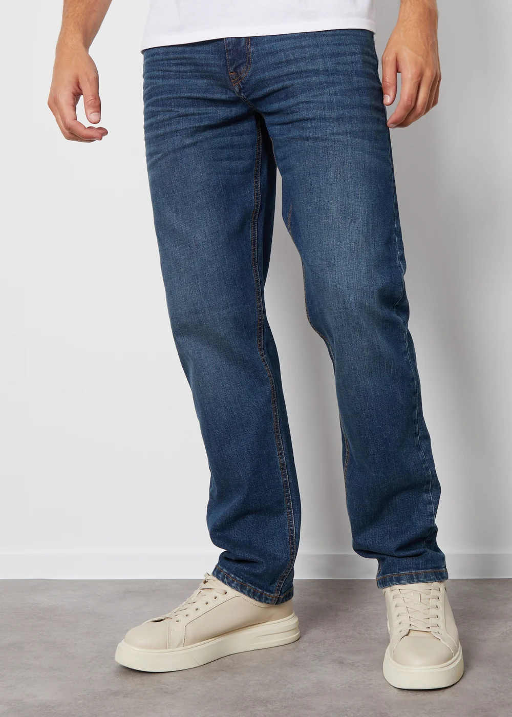 Threadbare Indigo Blue Straight Fit Jeans With Stretch - 30 waist 30 leg Image 1