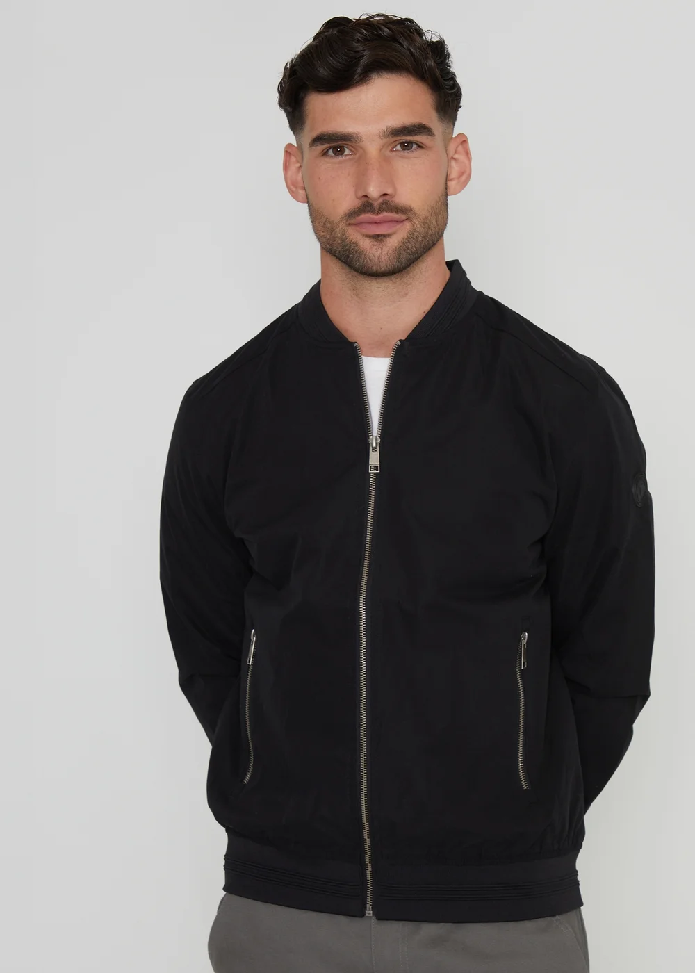 Threadbare Black Showerproof Classic Bomber Jacket - L Image 1
