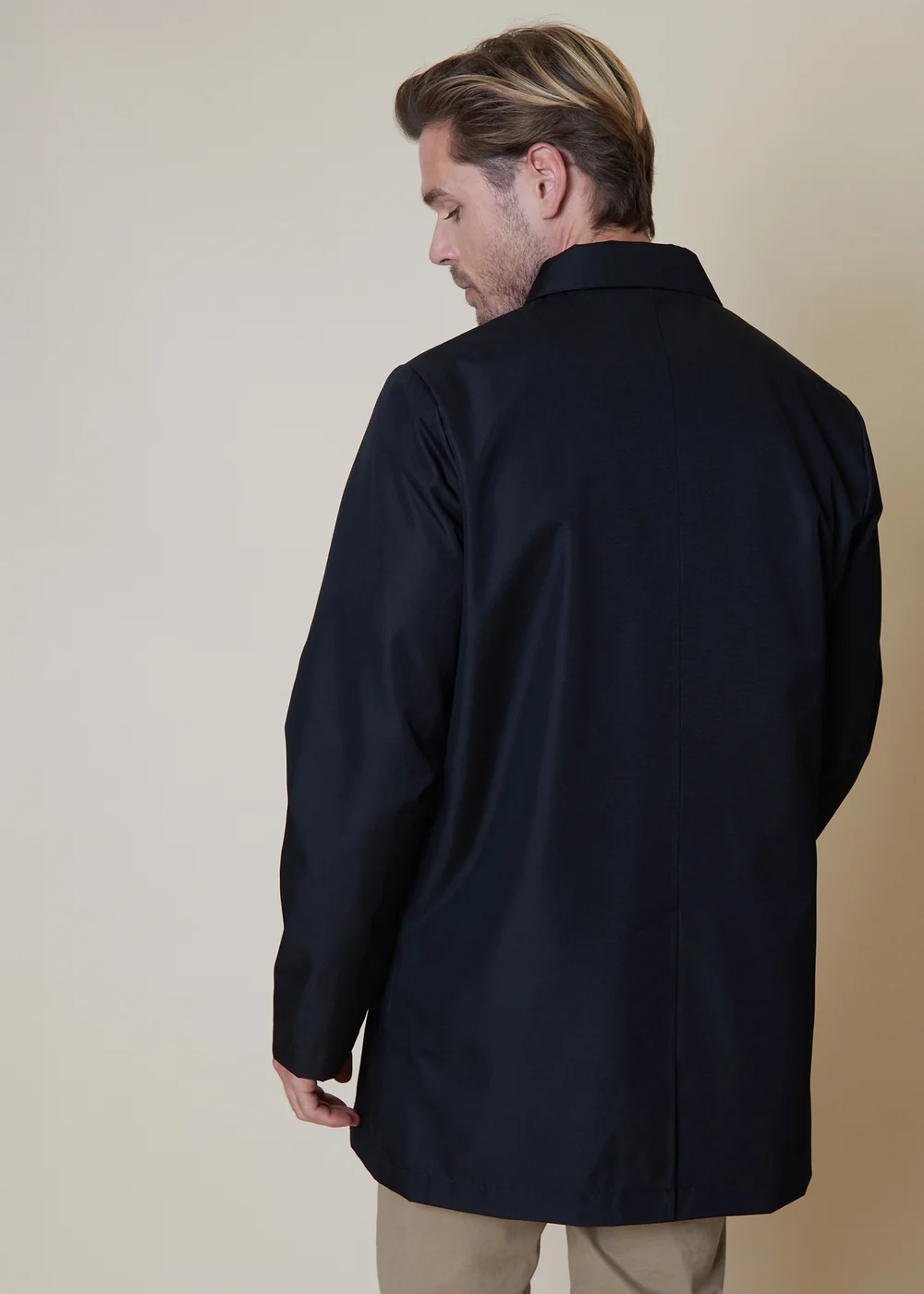 Threadbare Black Showerproof Longline Collared Mac Jacket - XL Image 2