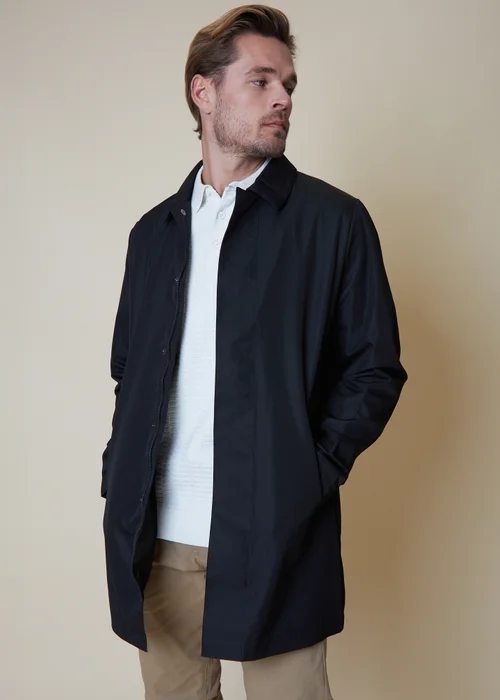 Threadbare Black Showerproof Longline Collared Mac Jacket - XL Image 1