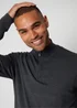 Threadbare Charcoal Funnel Neck Quarter Zip Knitted Jumper - Small Image 3